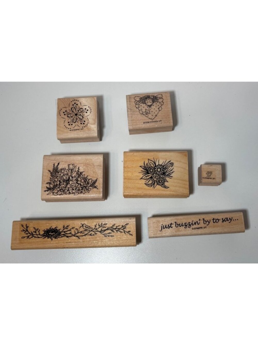 Stampin Up! Rubber Stamps Floral & Bee Just Buzzin Set Of 7